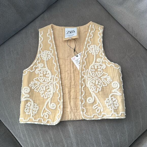 ZARA Kids | Ecru | FLORAL EMBROIDERED VEST - Picture 8 of 8
